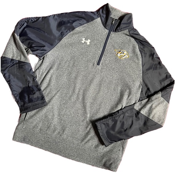 UNDER ARMOUR / NASHVILLE PREDATORS / NHL GRAY AND NAVY BLUE QUARTER ZIP SIZE M - Picture 2 of 9